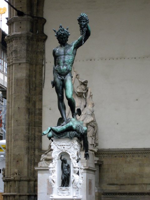 Palazzo Vecchio, Piazza della Signoria and Loggia dei Lanzi-12.JPG - An open-air museum in the center of Florence (Loggia dei Lanzi), hosts several interesting marble sculptures. Among them is Cellini's bronze "Perseus" (holding Medusa's slain head).